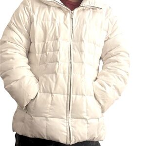 Calvin Klein White Quilted Puffer Jacket with High Collar